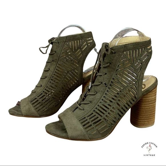 Sam Edelman Micro-Suede Lattice Pumps Heels Lace up size 8.5 - Picture 9 of 9